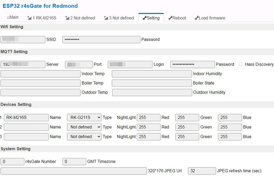 Вкладка 'Settings'